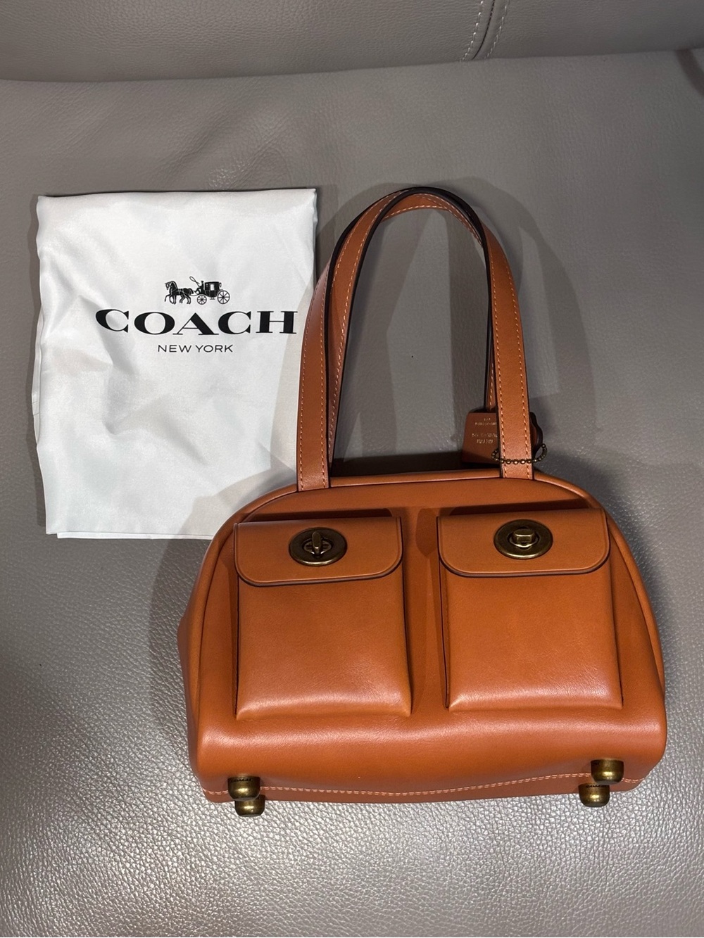 Coach Leather Satchel twin turnlock top handle handbag *like new*